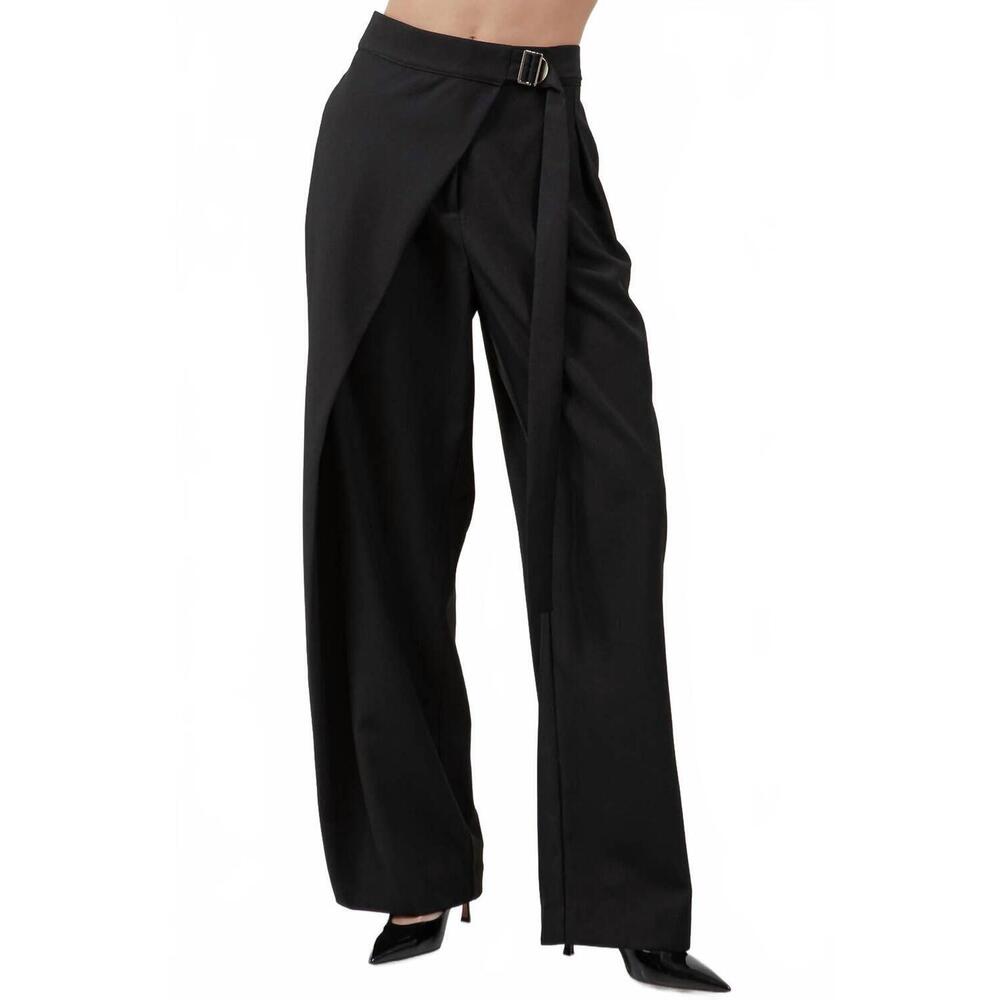 NEW WHITEROOM+CACTUS pleated wrap belt trousers in black